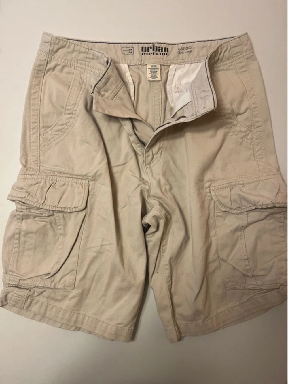Urban Pipeline Men’s Classic Cargo Shorts - Size 33 Khaki